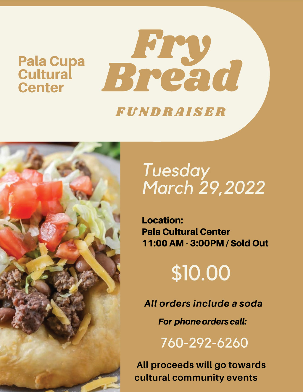 Pala Band California Cupa Cultural Center Event Frybead Fundraiser