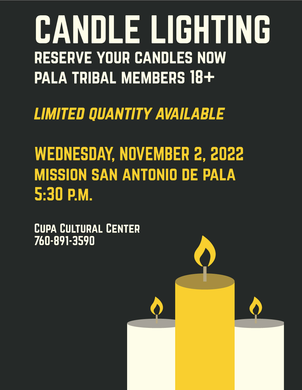 Pala Band California Cupa Cultural Center Event Pala Candle Lighting