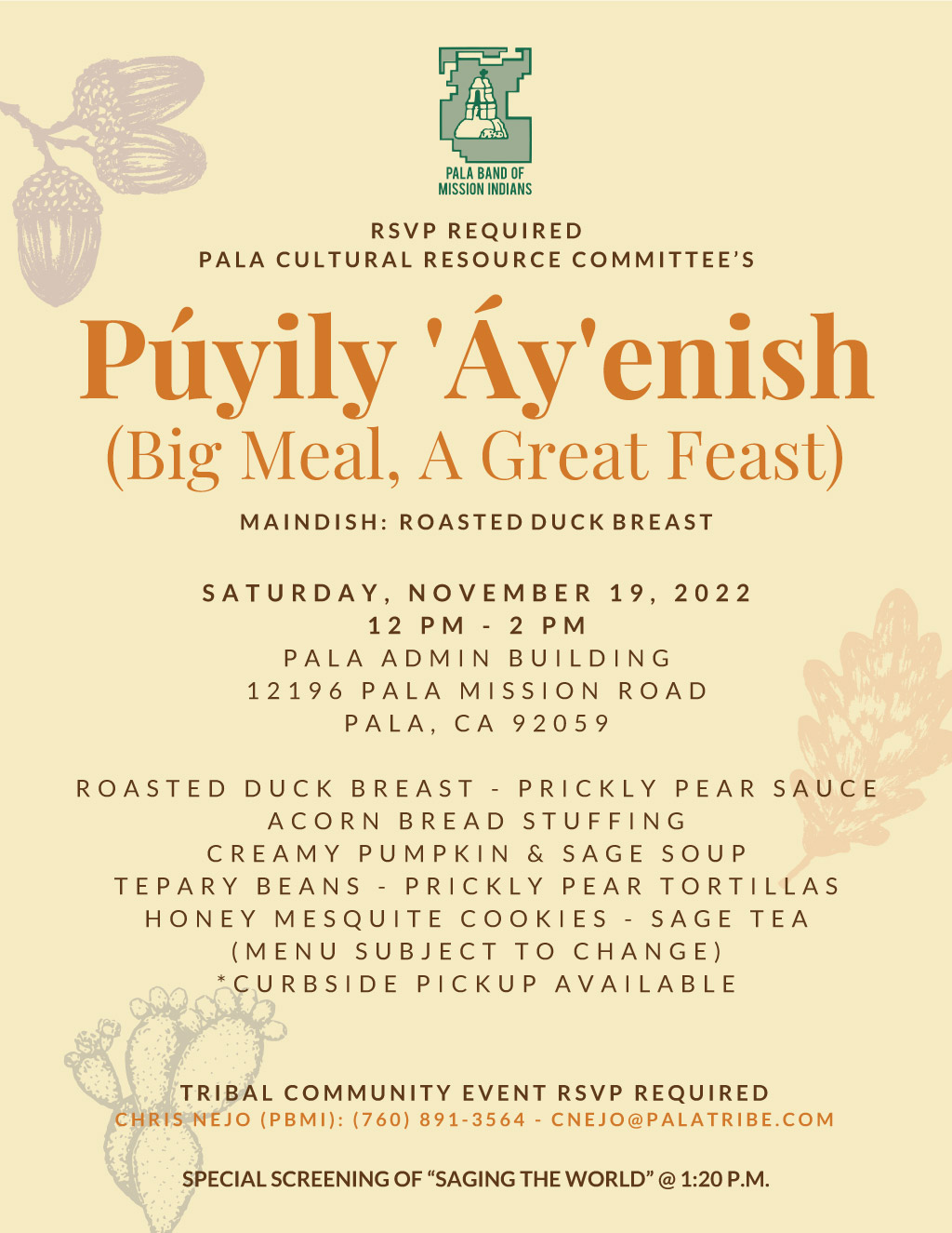 Pala Band of Mission Indians Indian Health Council California Púyily 'Áy'enish Big Meal A Great Feast 2022