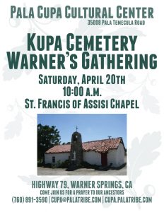 Pala Band California Cupa Cultural Center Kupa Cemetery Warners Gathering
