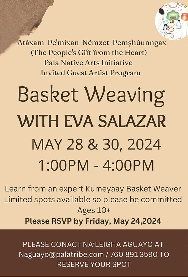 Pala Band California Cupa Cultural Center Event Basket Weaving Eva Salazar Kumeyaay