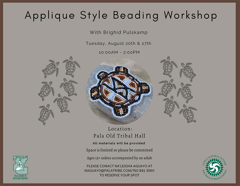 Pala Band California Cupa Cultural Center Event Applique Style Beading Workshop Brighid Pulskamp