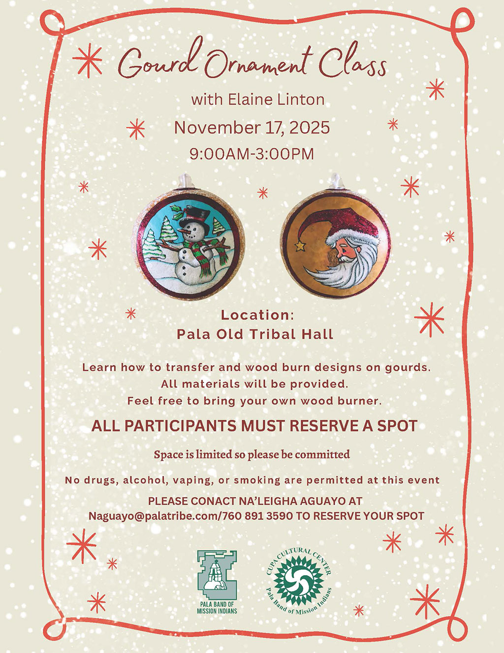 Pala Band California Cupa Cultural Center Event Gourd Ornament Class Elaine Linton