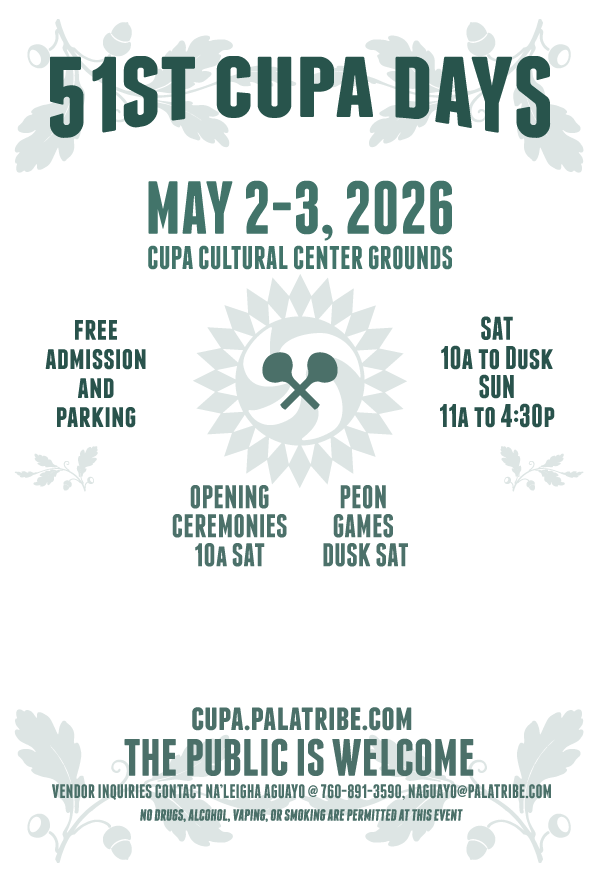 Pala Band Mission Indians California Cupa Cultural Center Cupa Days 51st 2026